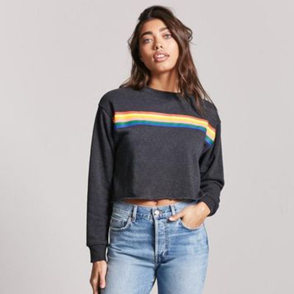 Forever 21 Rainbow Sweatshirt Women Large NWOT